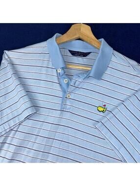 Masters Clubhouse Collection Polo Shirts Blue Stripes Italy Made Size M Preppy